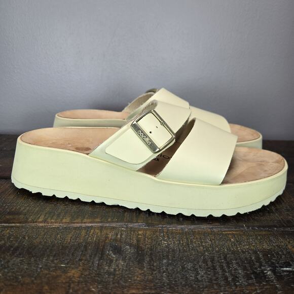 Papillio Almina Ecru Womens 10 Mens 8 EU 41 Narrow Platform Sandals Yellow Brown